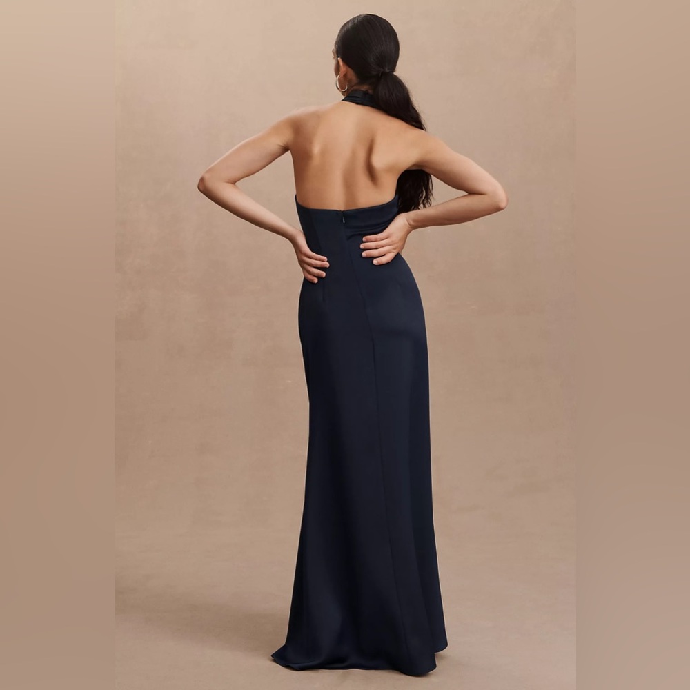 New Bhldn Ruby Twist Halter Satin Gown Midnight B… - image 4